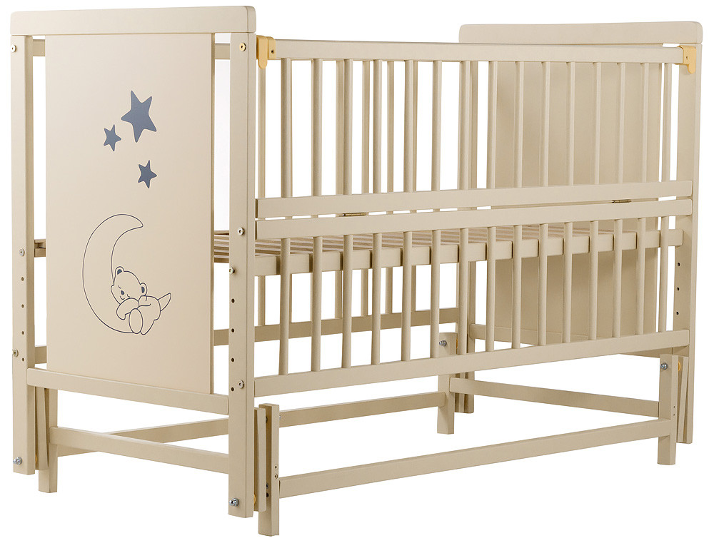 Кровать Babyroom Медвежонок M-02 маятник, откидной бок бук слоновая кость