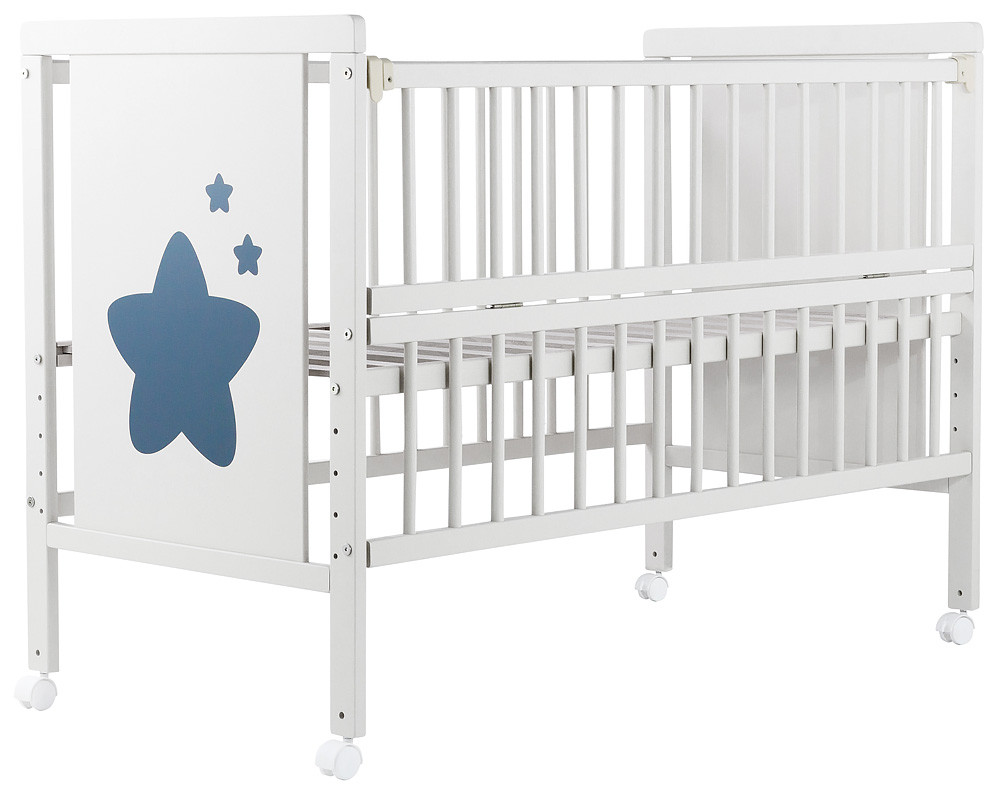 Кровать Babyroom Звездочка Z-01 откидной бок, колеса бук белый