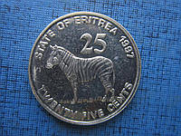 Монета 25 центів Еритрея 1991 фауна зебра стан