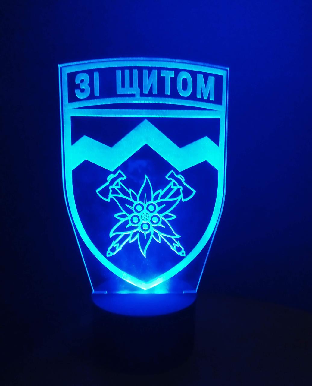 3d-світильник Шеврон 10 окрема гірсько-штурмова бригада ЗСУ, 3д-нічник, кілька підсвічувань (на пульті), фото 1