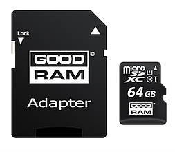 Картка пам'яті MicroSDXC 64 GB UHS-I Class 10 GoodRam + Adapter SD (M1AA-0640R12)