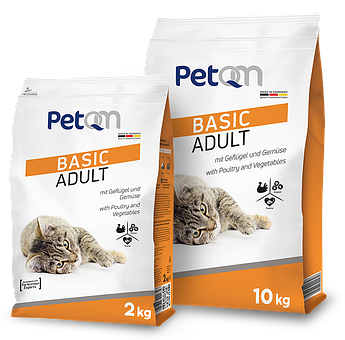 Сухий корм для кішок PetQM Basic Adult with Poultry & Vegetables з птицею й овочами 10 кг