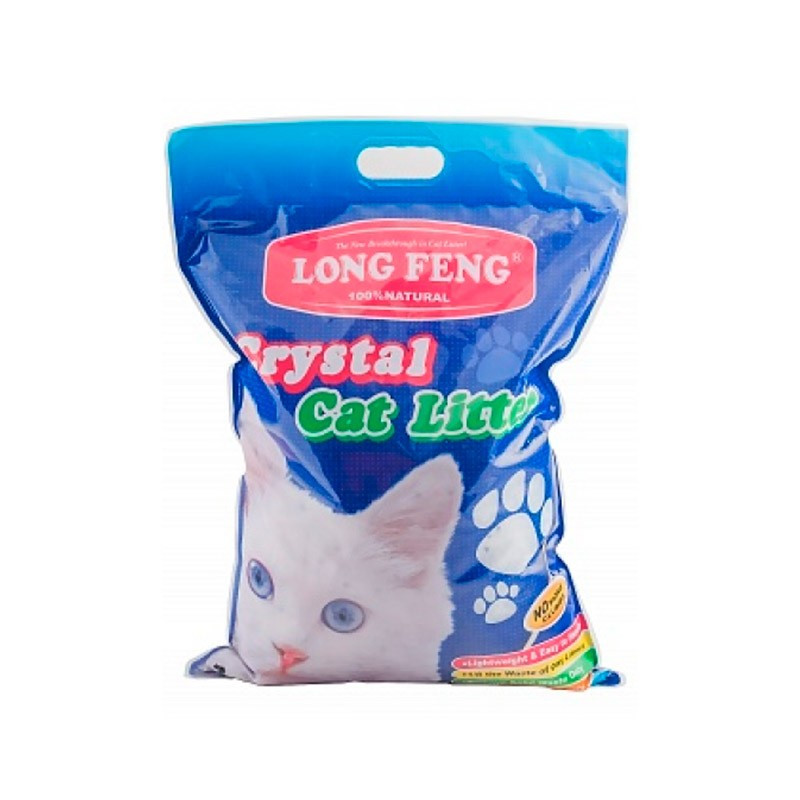 Силикагелевый наповнювач для котів 18 л / 7,5 кг Long Feng Crystal Cat Litter Крістал силикагелевый