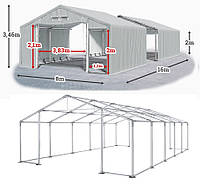 Шатер 8х16 метров ПВХ 600г/м2 с мощным каркасом под склад, гараж, палатка, ангар, намет, павильон садовый