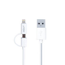 USB Cable Golf 2in1 Lightning/MicroUSB White (GC-20)