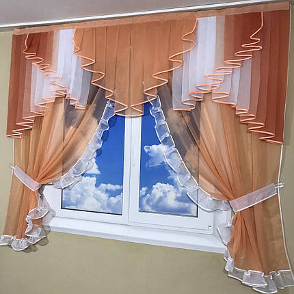 Ламбрекен з тюлем №407 помаранчевий, фото 2