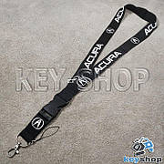 Шнурок на шию (чорний) для ключів із карабіном і логотипом Acura (Акура)