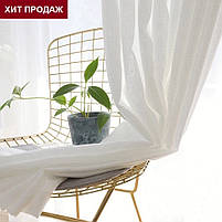 Тюль з шифону в кімнату вітальню хол зал турецька, тюль шифон для залу спальні квартири Білий (T-T-4), фото 3