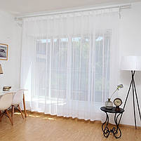 Тюль з шифону в кімнату вітальню хол зал турецька, тюль шифон для залу спальні квартири Білий (T-T-4), фото 6