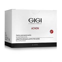 Вологі спонжі з кислотою GIGI Acnon Triple Acid Rapid Wipes 30 шт.