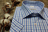 Світла чоловіча сорочка в карту з коротким рукавом, фото 4
