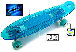 Музична та світна дека Penny Fish Skateboard Original Blue. Міський.Тихий. Легкий