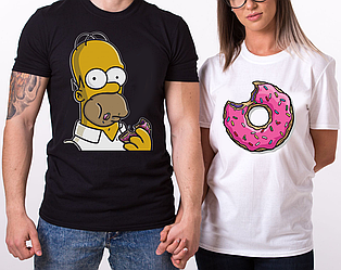 Парні футболки (біла і чорна) "Гомер і пончик" (часткова або повна передоплата)