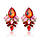 Жіночі гарні сережки маленькі з камінчиками червоні з рожевим, фото 3
