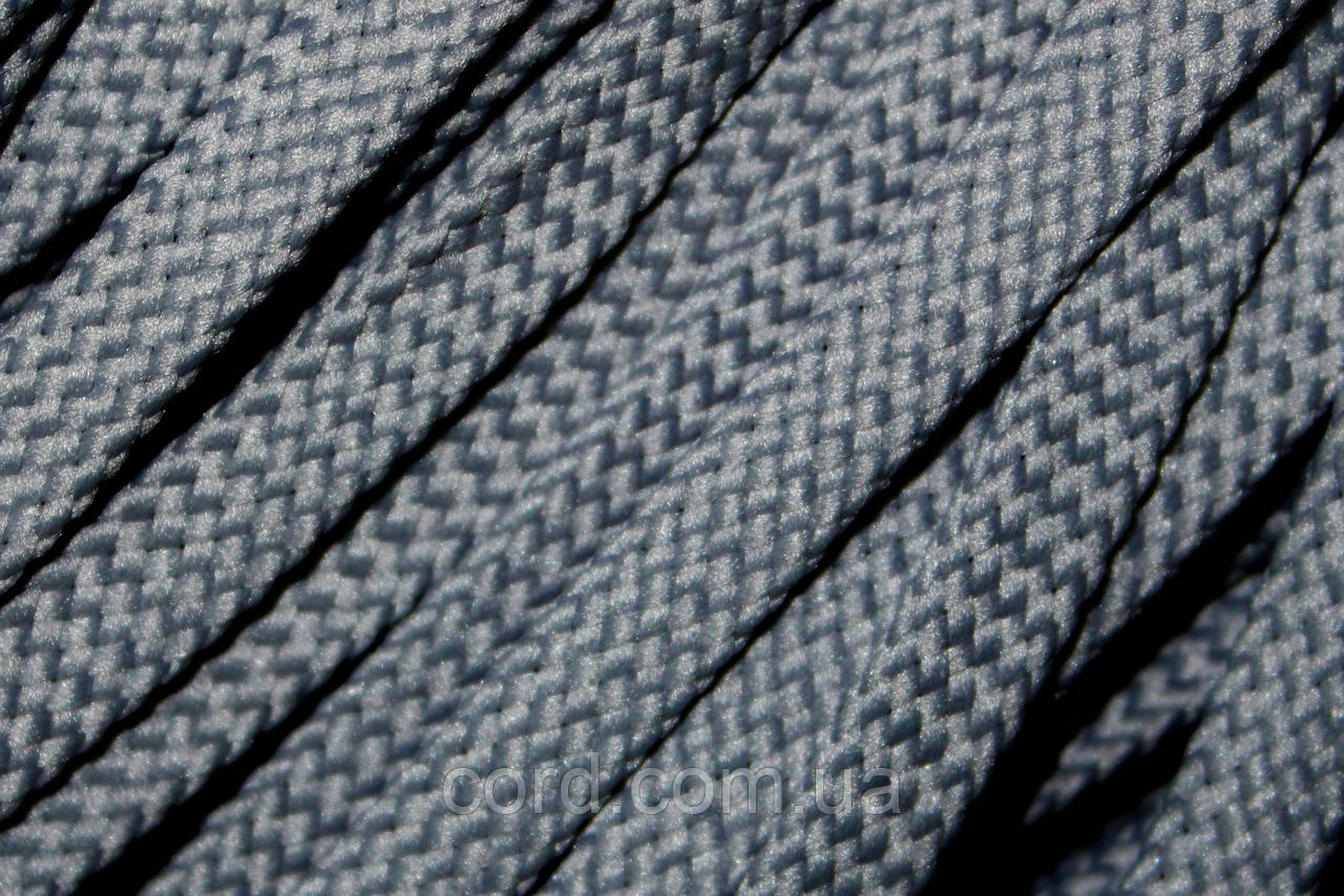 Шнур плоский чехол 8мм світло-сірий моток 100м, фото 1