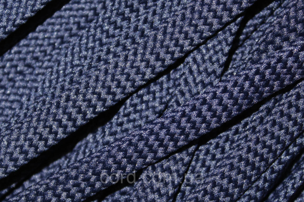 Шнур плоский чехол 8мм темно-сіний моток 100м, фото 1