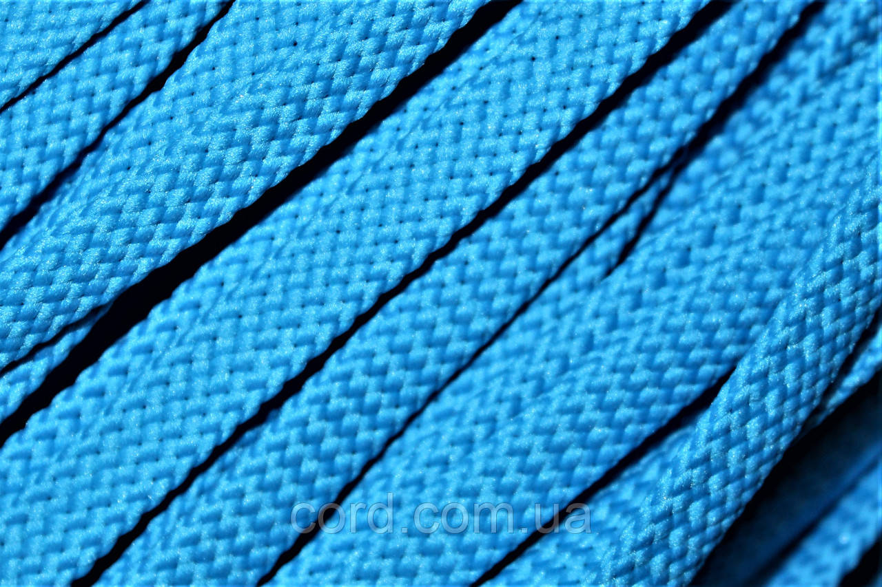 Шнур плоский чехол 8мм бірюзовий моток 100м, фото 1