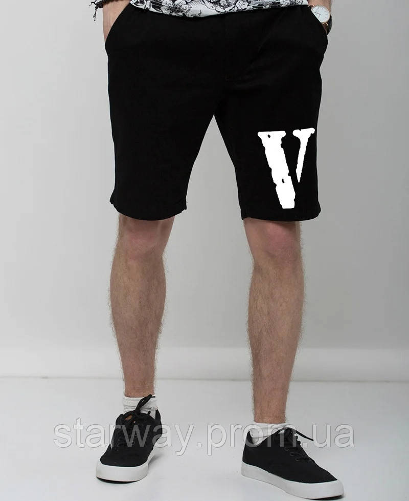 Чоловічі чорні шорти vlone white logo