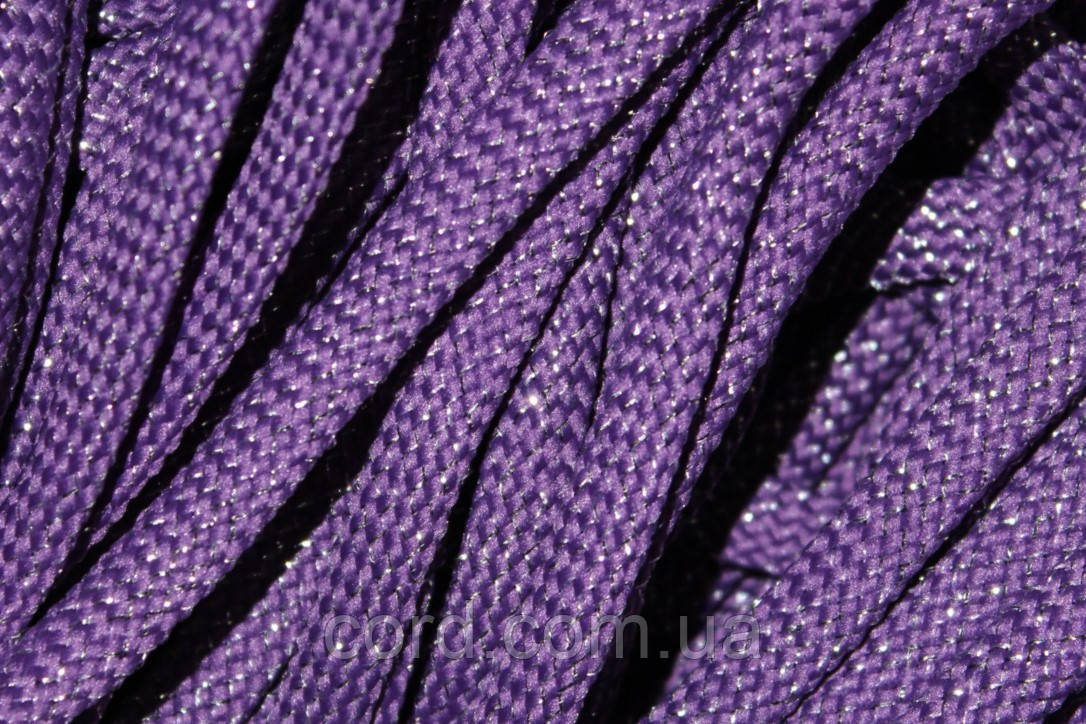 Шнур плоский чехол 8мм фіолетовий+срібло моток 100м, фото 1