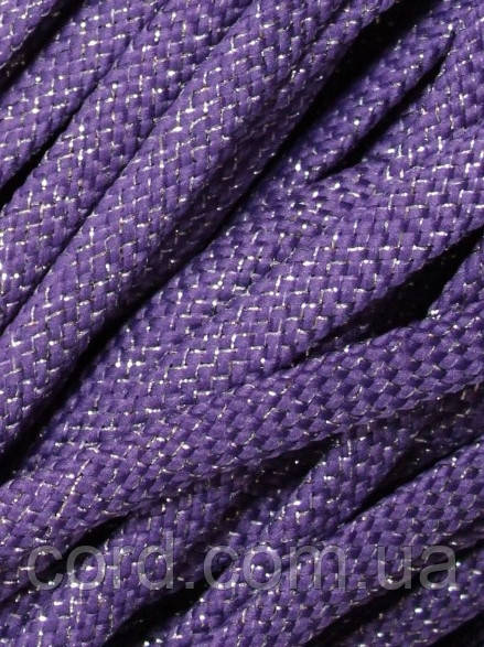 Шнур плоский чехол 8мм фіолетовий+золото моток 100м, фото 1
