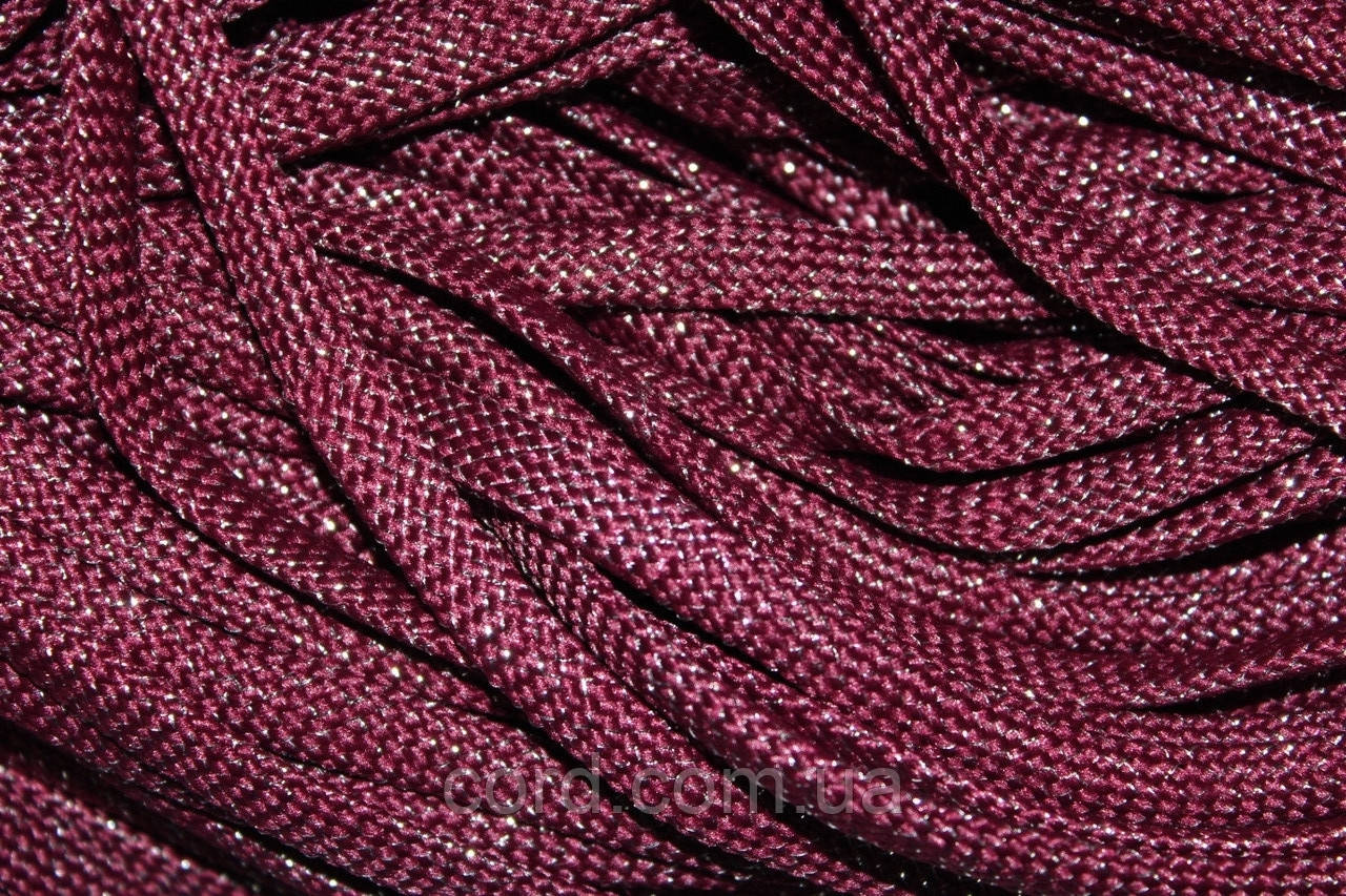 Шнур плоский чехол 8мм слива+срібло моток 100м, фото 1