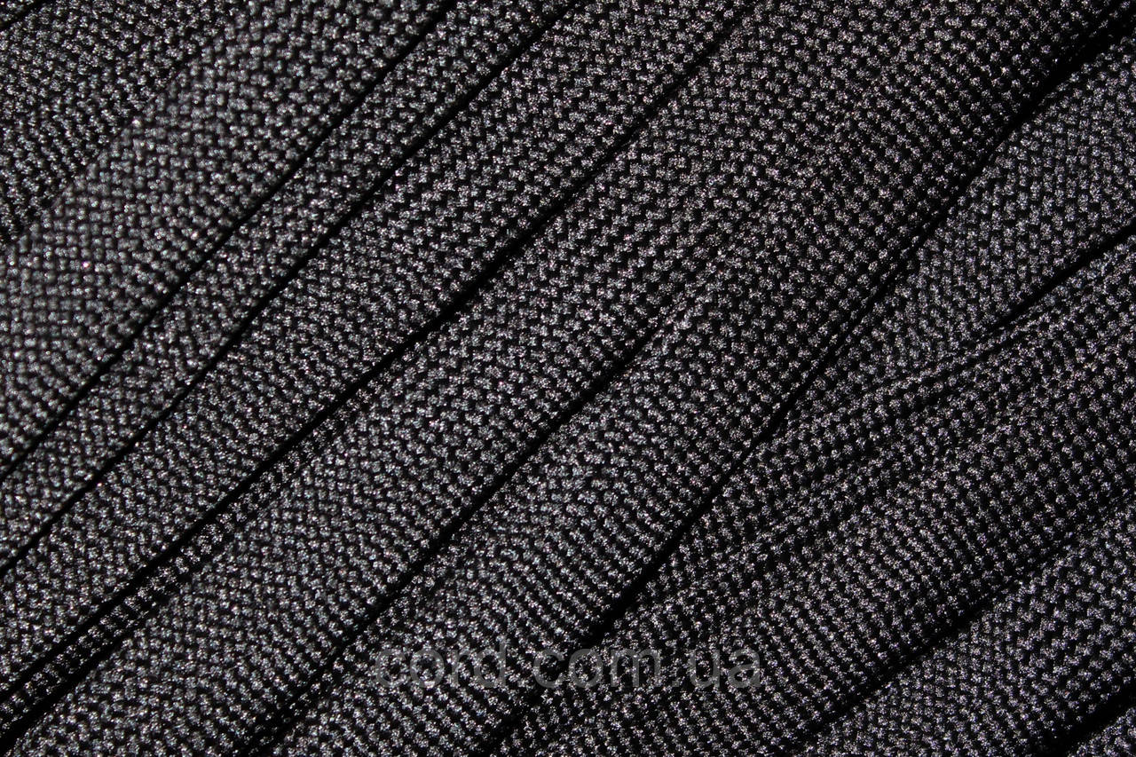 Шнур плоский чехол поліестер 20мм чорний моток 100м, фото 1