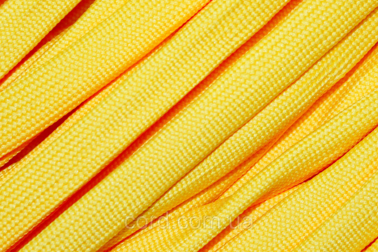 Шнур плоский чехол поліестер 20мм жовтий моток 100м, фото 1