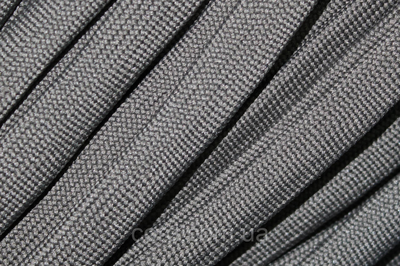 Шнур плоский чехол поліестер 20мм темно-сірий моток 100м, фото 1