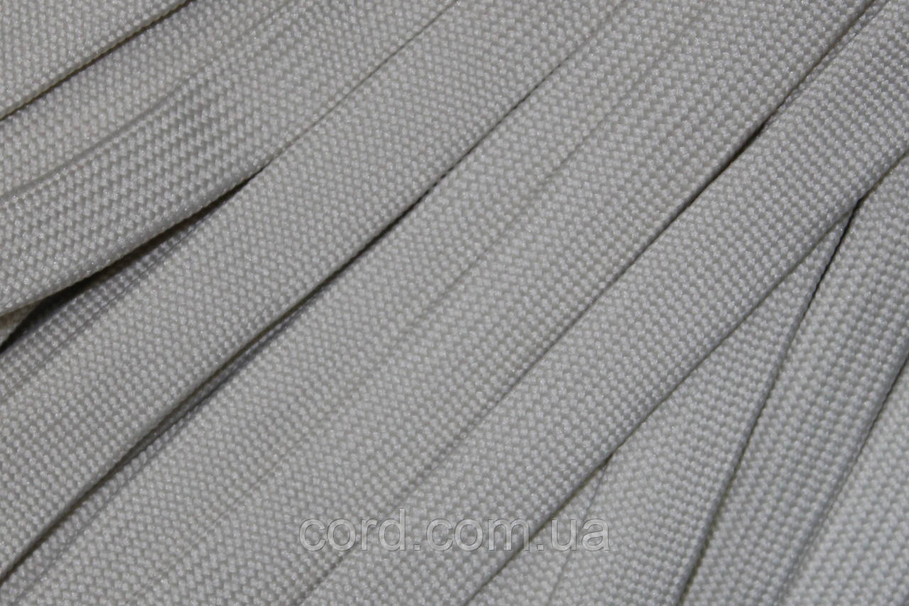 Шнур плоский чехол поліестер 20мм світло-бежевий моток 100м, фото 1