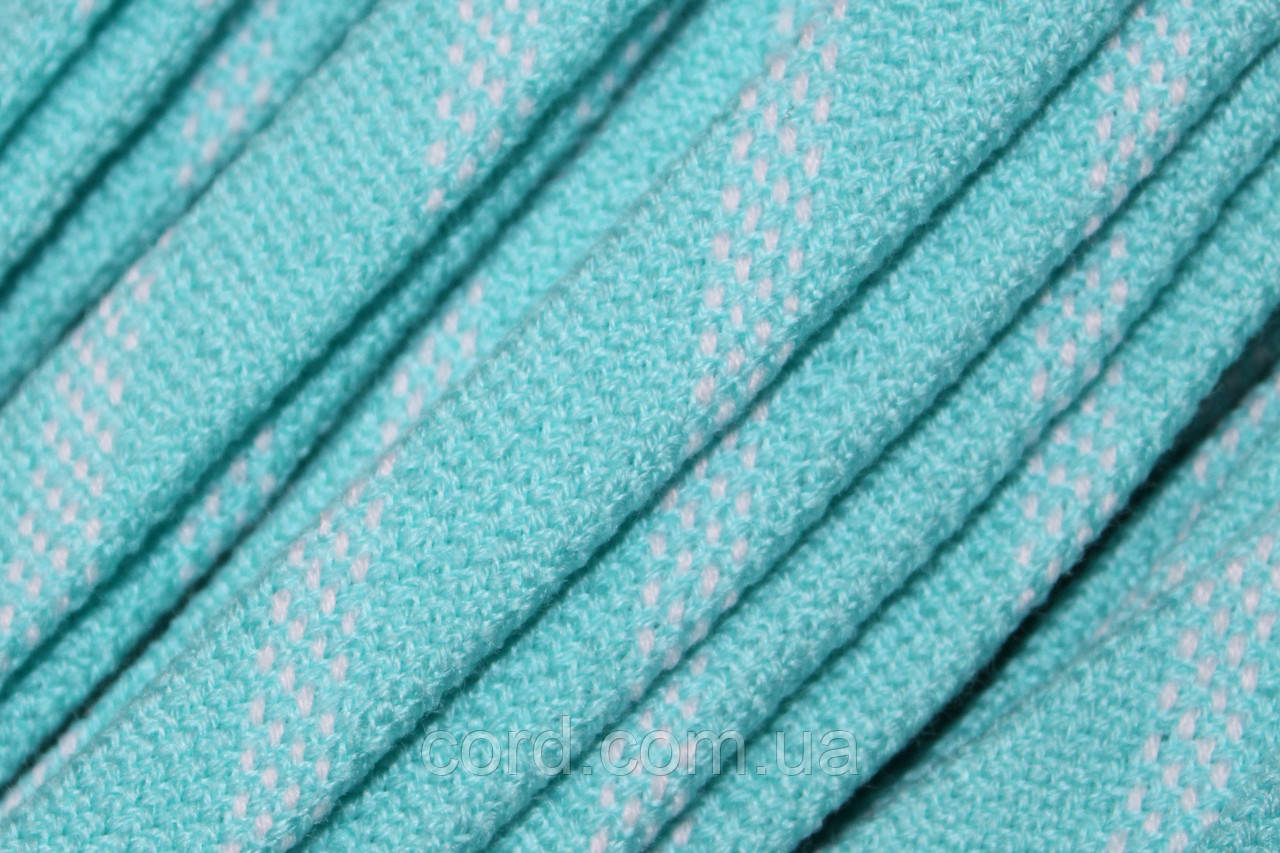 Шнур плоский чехол акрил 15мм м'ята+білий моток 50м, фото 1