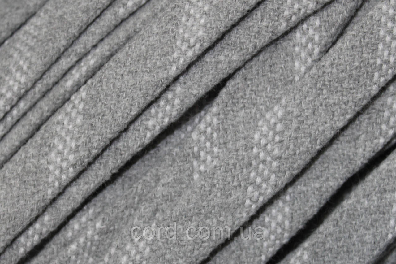 Шнур плоский чехол акрил 15мм світло-сірий+білий моток 50м, фото 1