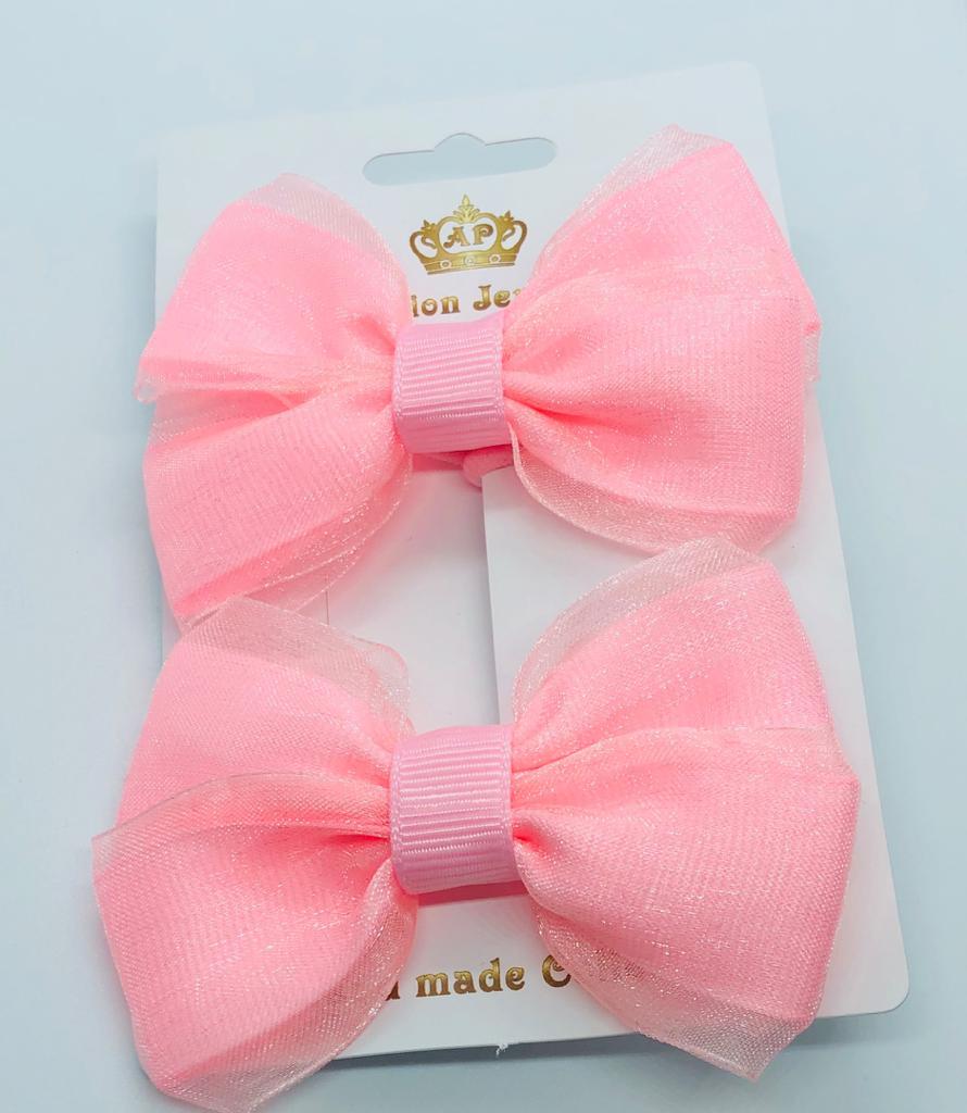 Бант для дівчинки ніжно-рожевого кольору набір Банти шкільні Бант для волосся дитячий, фото 1