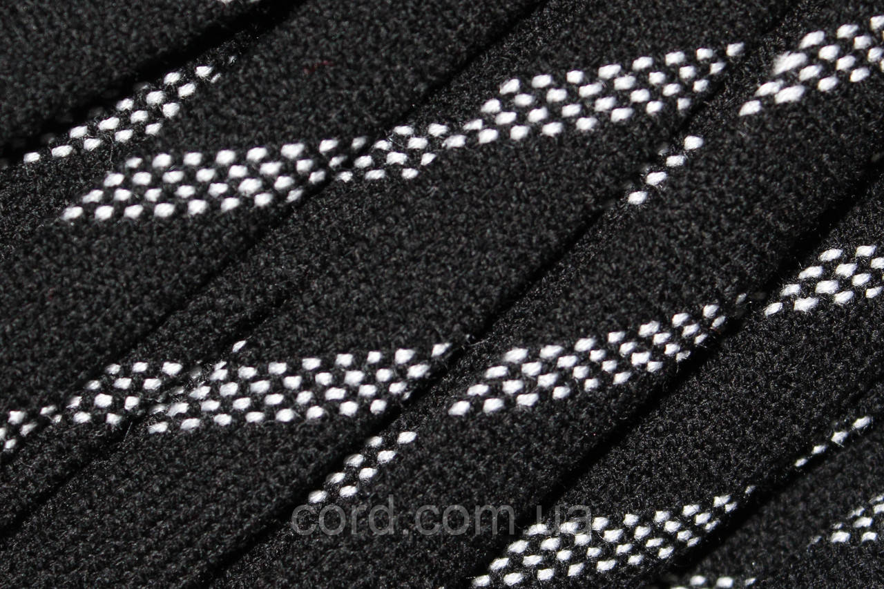 Шнур плоский чехол акрил 15мм чорний+білий моток 50м, фото 1