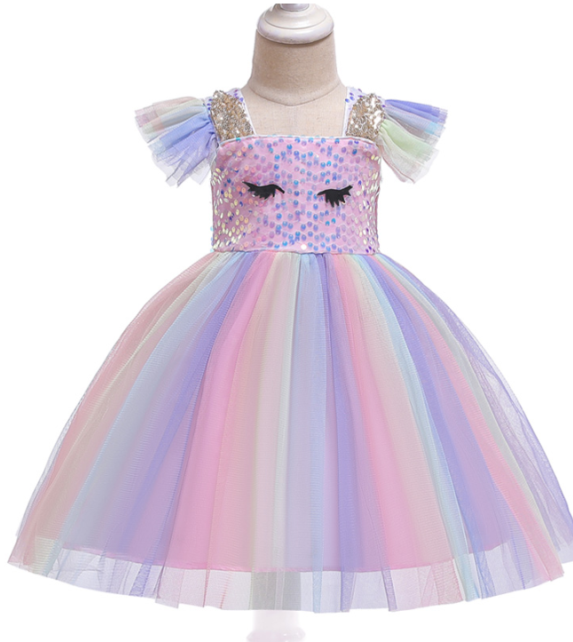 Не звичайна Ошатний  рожева різнобарвна сукня для девочкиNot ordinary Elegant pink multi-colored dress for
