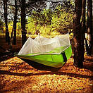 Гамак туристичний з антимоскітною сіткою 260 х 130 см до 200 кг салатовий / зелений, фото 3