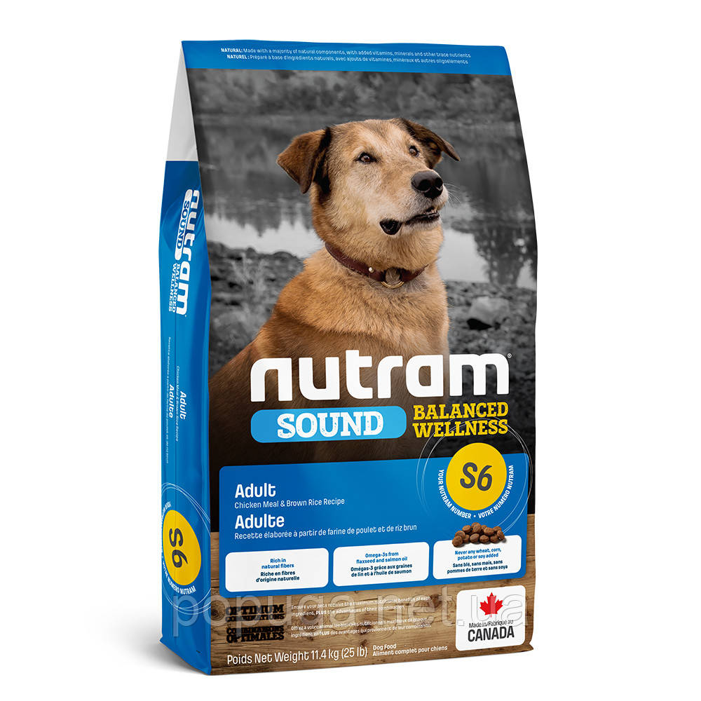 Корм Nutram S6 Sound Balanced Wellness корм для дорослих собак, 11,4 кг