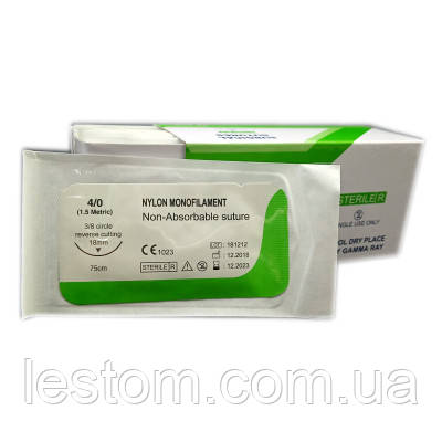 Нейлон USP 4/0 (EP 1,5) з звор. ріж. голкою 18 мм 1/2 кола
