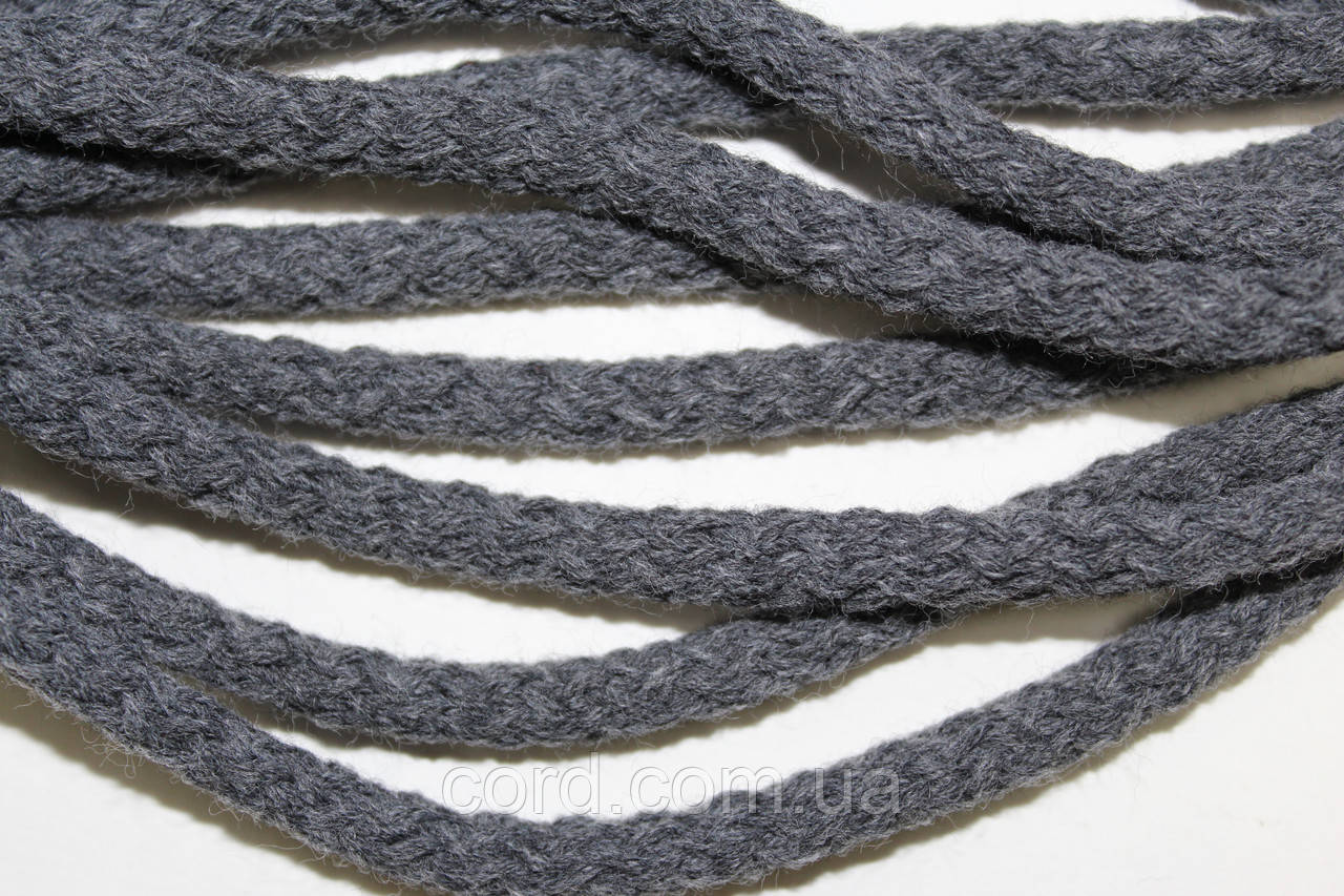Шнур круглий акрил 8мм темно-сірий моток 100м, фото 1