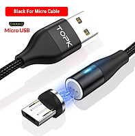 Магнитный micro-USB кабель TOPK для быстрой зарядки и передачи данных |1 м, 3 А |