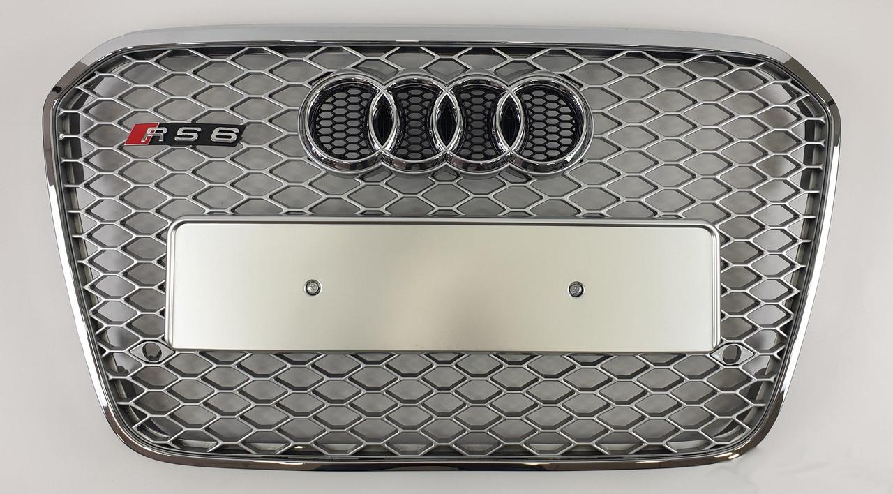 Решітка радіатора Audi A6 C7 (11-14) стиль RS6 (срібло)