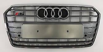 Решітка радіатора Audi A7 рестайл (15-18) стиль S7 (срібло)