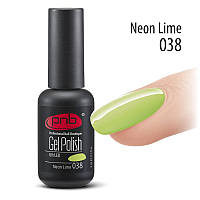 Гель-лак PNB № 038 Neon Lime, 8 мл неоновий лайм