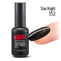 Гель-лак PNB № 152 Star Night, 8 мл черный с золотым глиттером