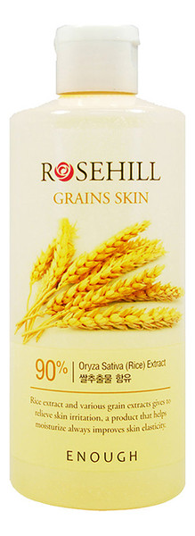 Омолоджуючий тонер для обличчя з рисом і центелою азіатською Enough Rosehill Grains Skin 90% 300 мл, фото 1