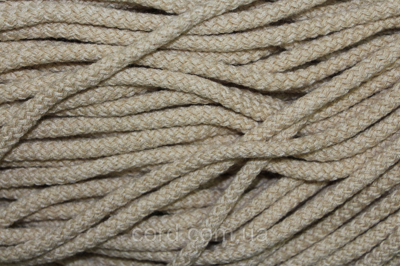 Шнур круглий акрил 8мм бежевий моток 100м, фото 1