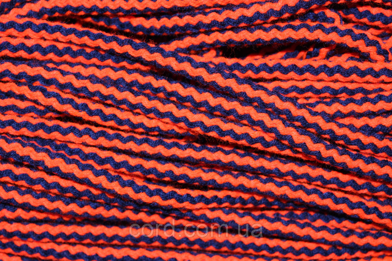Шнур круглий акрил 10мм синій+помаранчевий моток 100м, фото 1