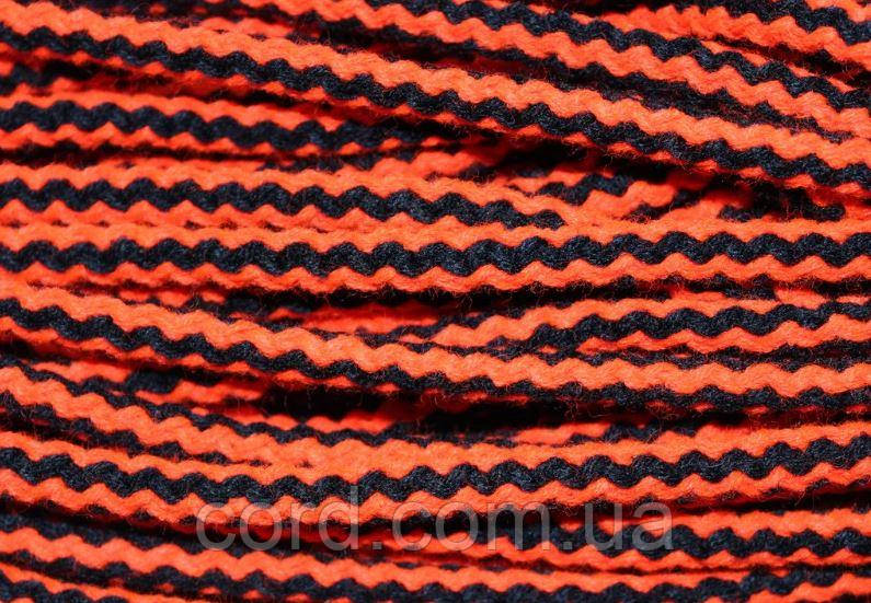 Шнур круглий акрил 10мм чорний+помаранчевий моток 100м, фото 1