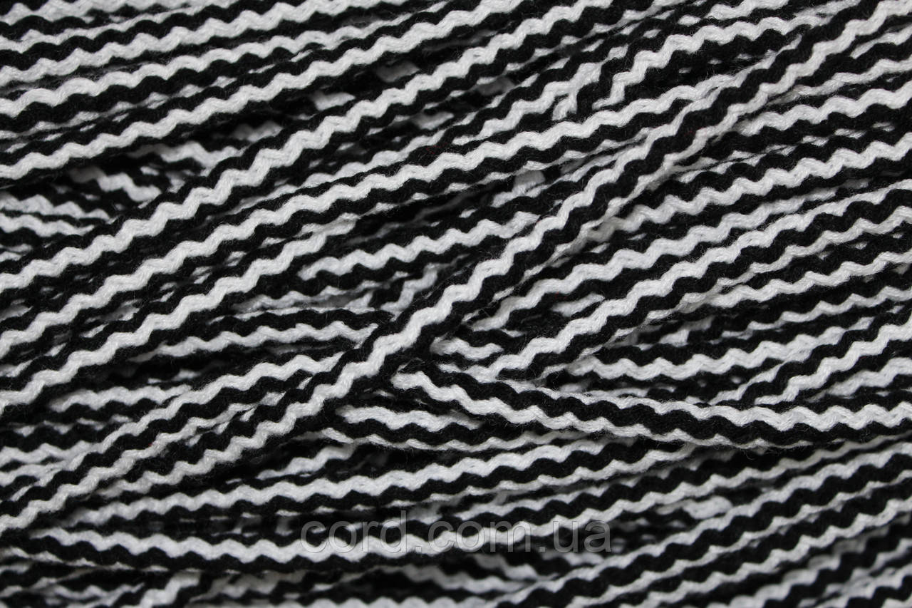 Шнур круглий акрил 8мм чорний+білий моток 100м, фото 1