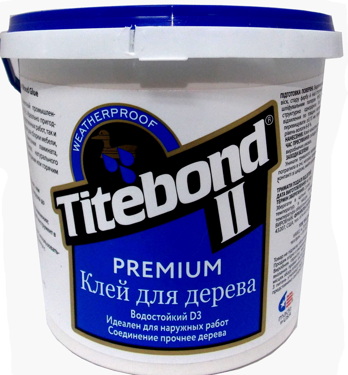 Клей столярний водостійкий Titebond® II Premium D3, банка 10 кг