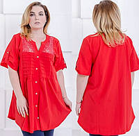 Летняя свободная блузка большого размера красная